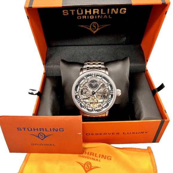 Stuhrling 3922 1 Special Reserve Automatic Dual Time Stainless Steel Men's Watch - Picture 1 of 10